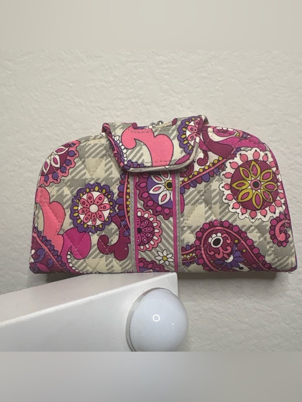 Vera Bradley Pink and Cream Quilted Paisley Clutch